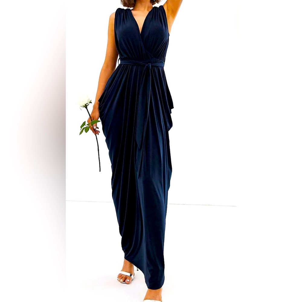 Club London slinky. Owl back dress in Navy